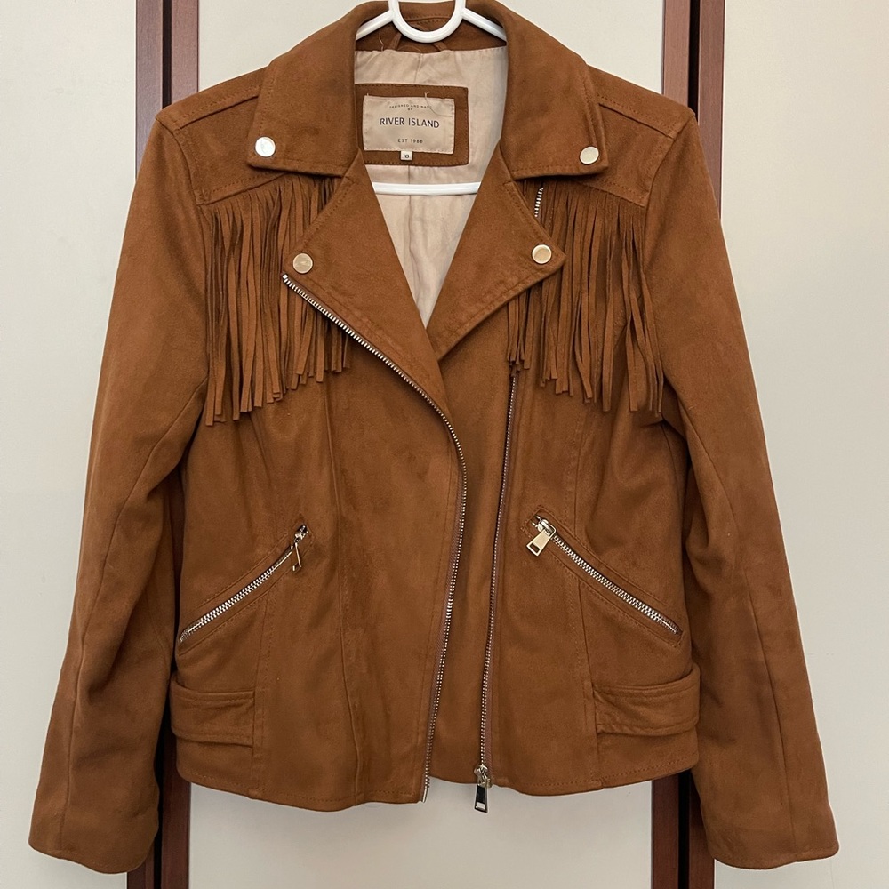 River Island fringe faux suede jacket UK size 10